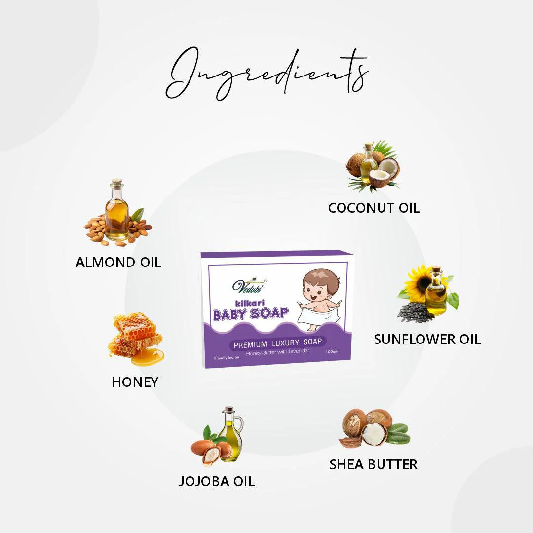 Kilkari Baby Soap Honey Butter With Lavender (Pack of 5) - myvedobiindia