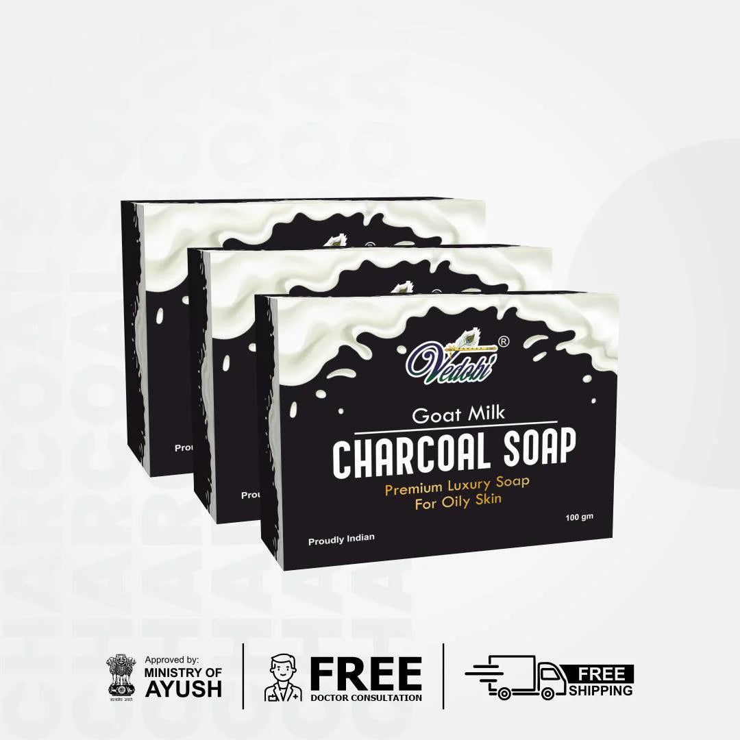 Payas-Goat milk Charcoal Soap for Oily Skin (Pack of 3) - myvedobiindia
