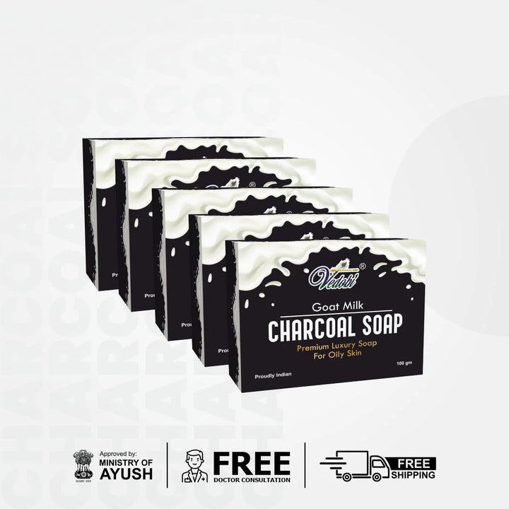 Payas-Goat milk Charcoal Soap for Oily Skin (Pack of 5) - myvedobiindia