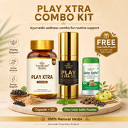 Play Xtra Capsule + Play Xtra Oil + Udar Saffa Powder Combo – Ayurvedic Stamina, Energy & Digestion Care