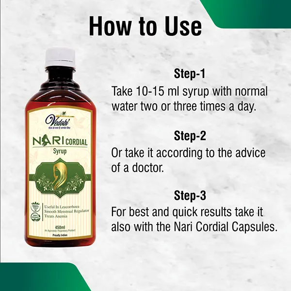 Vedobi Nari Cordial Syrup Pack of 2 (Sugar-free) + Nari Cordial Capsule (Bundle Pack)