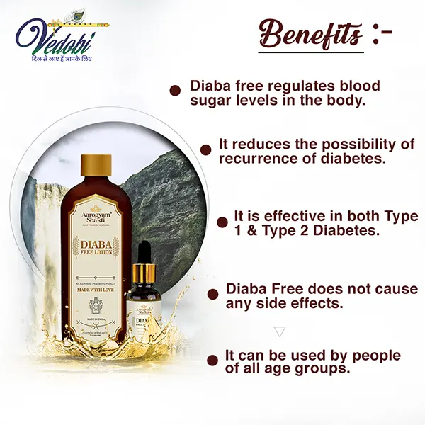 Vedobi Diaba Free Lotion-110 ml + 30ml (Liquid Formulation) + Diaba Free Capsule